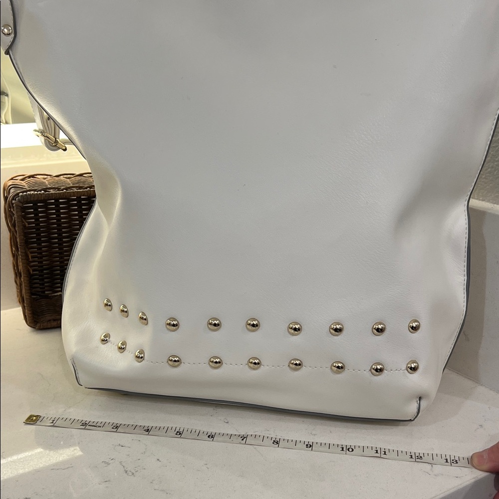 JustFab White Tote with Gold Studs - Picture 6 of 13